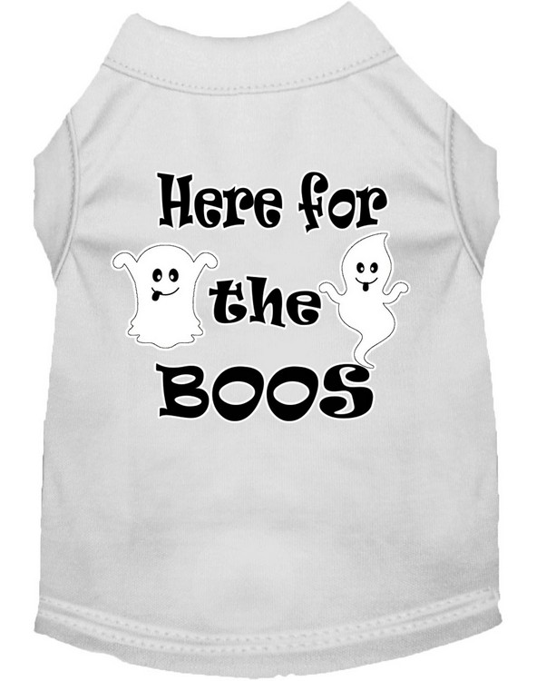 Here for the Boos Screen Print Dog Shirt White Med